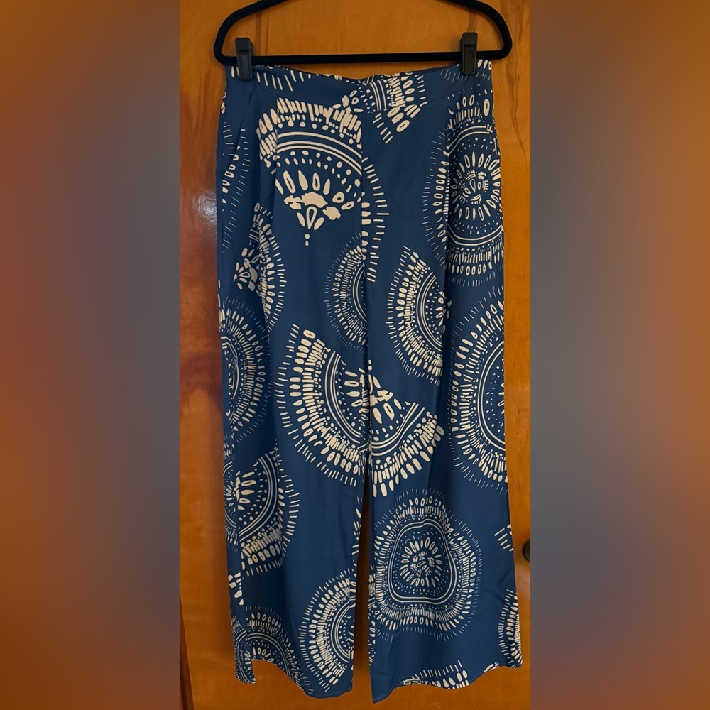 Cupshe Blue and White Wide Leg Pants